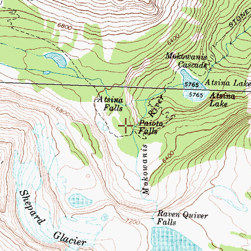 Topographic Map of Paiota Falls, MT