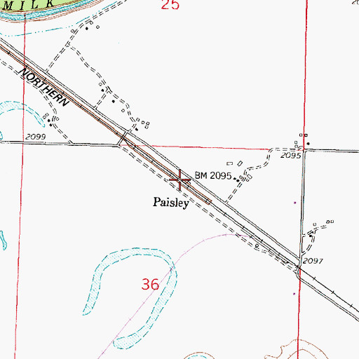Topographic Map of Paisley (historical), MT
