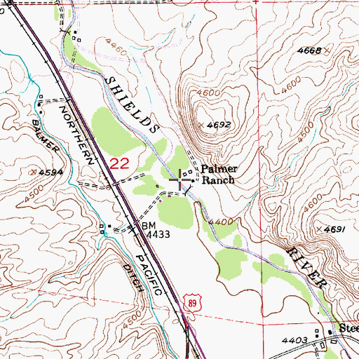 Topographic Map of Palmer Ranch, MT