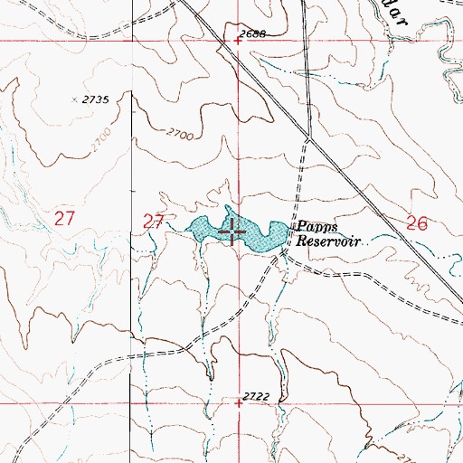 Topographic Map of Papps Reservoir, MT