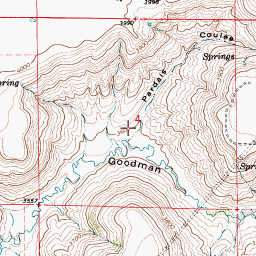 Topographic Map of Pardais Coulee, MT