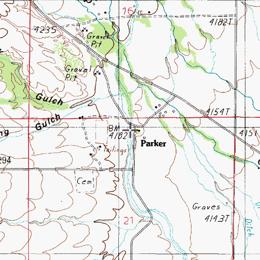 Topographic Map of Parker, MT