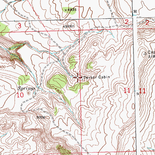 Topographic Map of Parker Cabin, MT