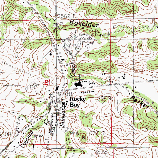 Topographic Map of Parker Canyon, MT