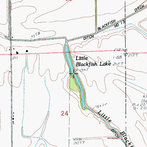 Topographic Map of Little Blackfish Lake, AR