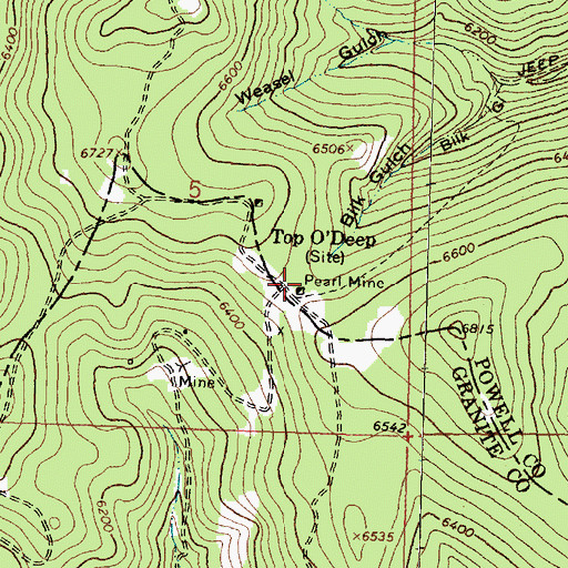 Topographic Map of Pearl Mine, MT