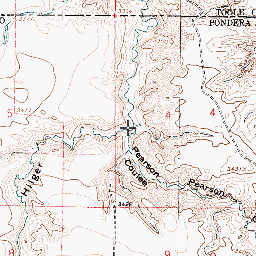 Topographic Map of Pearson Coulee, MT