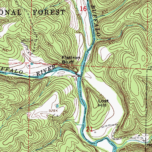 Topographic Map of Little Buffalo River, AR