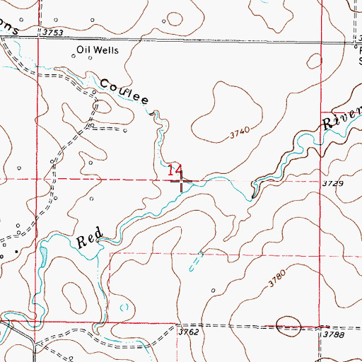Topographic Map of Pearsons Coulee, MT