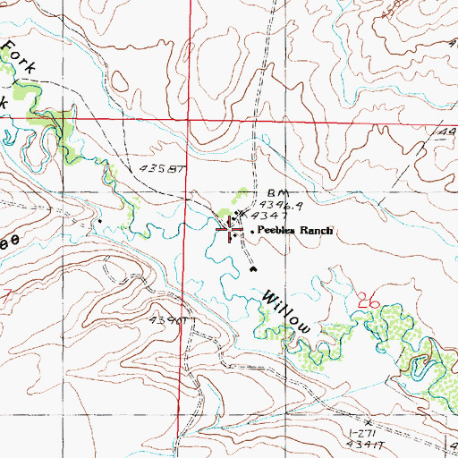 Topographic Map of Peebles Ranch, MT