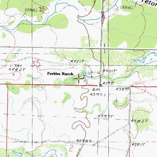 Topographic Map of Peebles Ranch, MT