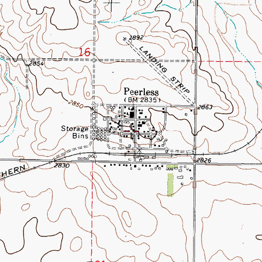 Topographic Map of Peerless, MT
