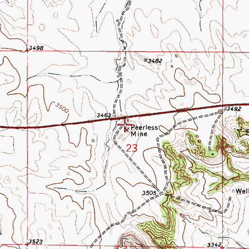 Topographic Map of Peerless Mine, MT