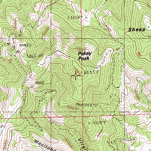 Topographic Map of Pekay Peak, MT