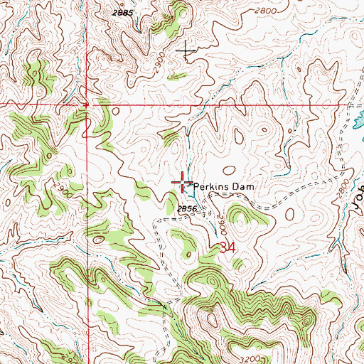 Topographic Map of Perkins Dam, MT