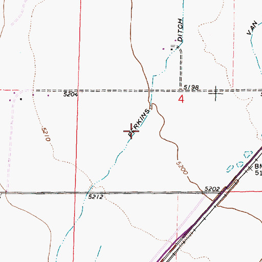Topographic Map of Perkins Ditch, MT