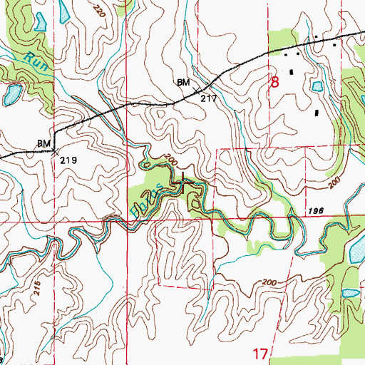 Topographic Map of Little Faras Run, AR