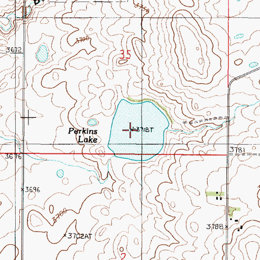 Topographic Map of Perkins Lake, MT