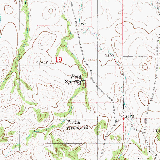 Topographic Map of Pete Spring, MT