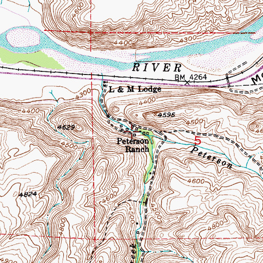 Topographic Map of Peterson Ranch, MT