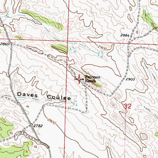 Topographic Map of Peterson Ranch, MT
