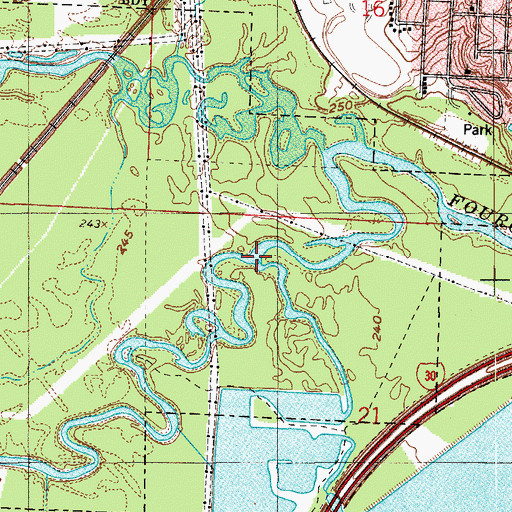 Topographic Map of Little Fourche Creek, AR