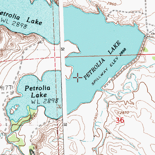 Topographic Map of Petrolia Lake, MT