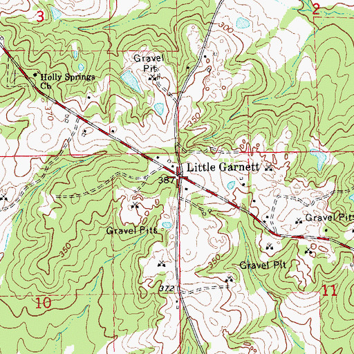 Topographic Map of Little Garnett, AR