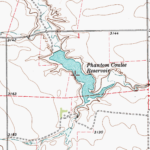 Topographic Map of Panton Coulee Reservoir, MT