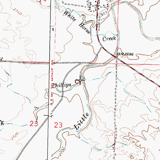Topographic Map of Phillips Creek, MT
