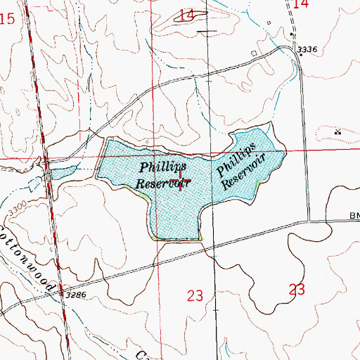 Topographic Map of Phillips Reservoir, MT