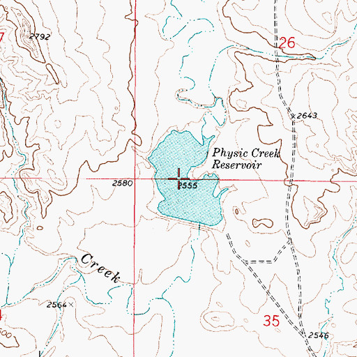 Topographic Map of Physic Creek Reservoir, MT