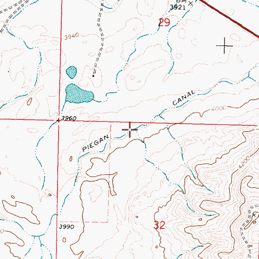 Topographic Map of Piegan Canal, MT