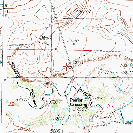 Topographic Map of Pierce Ranch, MT