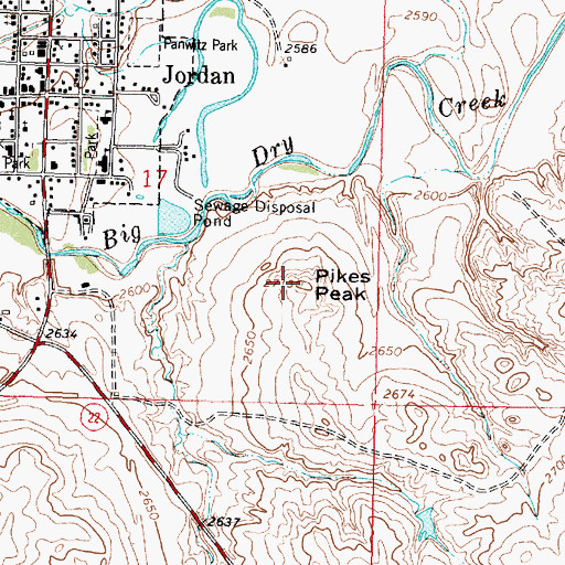 Topographic Map of Pikes Peak, MT