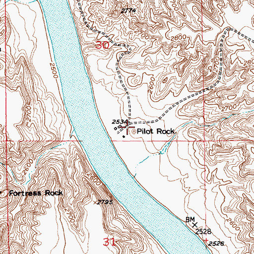 Topographic Map of Pilot Rock, MT