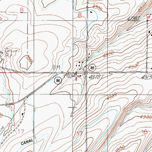 Topographic Map of Pine Butte School, MT