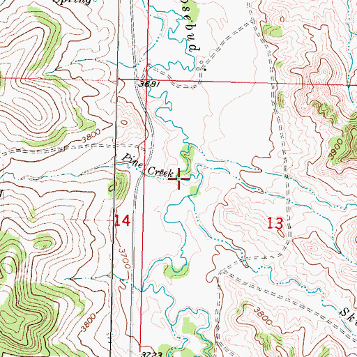 Topographic Map of Pine Creek, MT