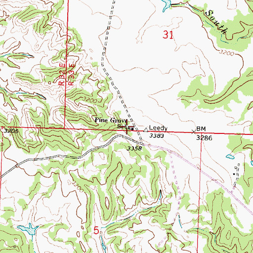 Topographic Map of Pine Grove School, MT