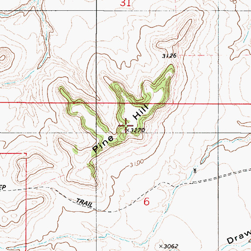 Topographic Map of Pine Hill, MT