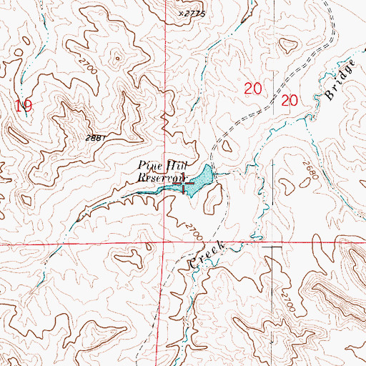 Topographic Map of Pine Hill Reservoir, MT