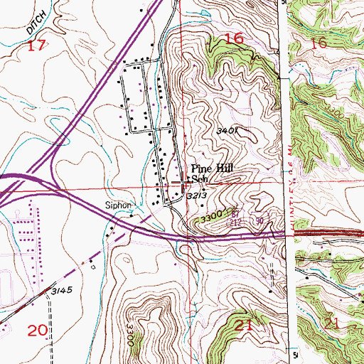 Topographic Map of Pine Hill School, MT