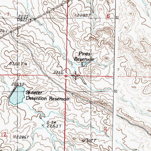 Topographic Map of Pines Reservoir, MT