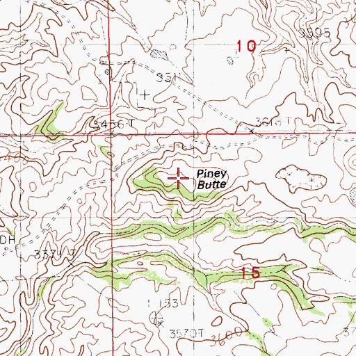 Topographic Map of Piney Butte, MT