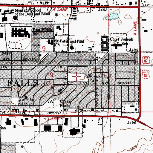 Topographic Map of Pinski Park, MT