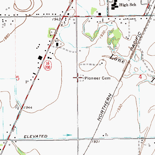 Topographic Map of Pioneer Cemetery, MT