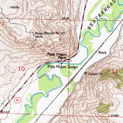 Topographic Map of Pipe Organ Lodge, MT