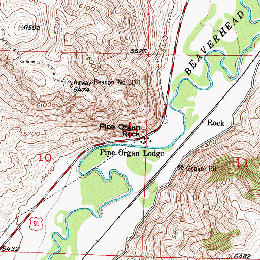 Topographic Map of Pipe Organ Rock, MT