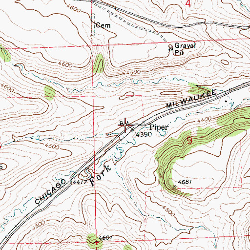 Topographic Map of Piper, MT