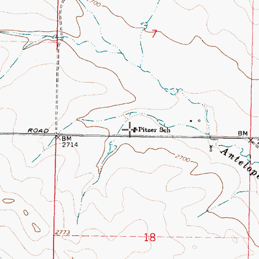 Topographic Map of Pitzer School (historical), MT